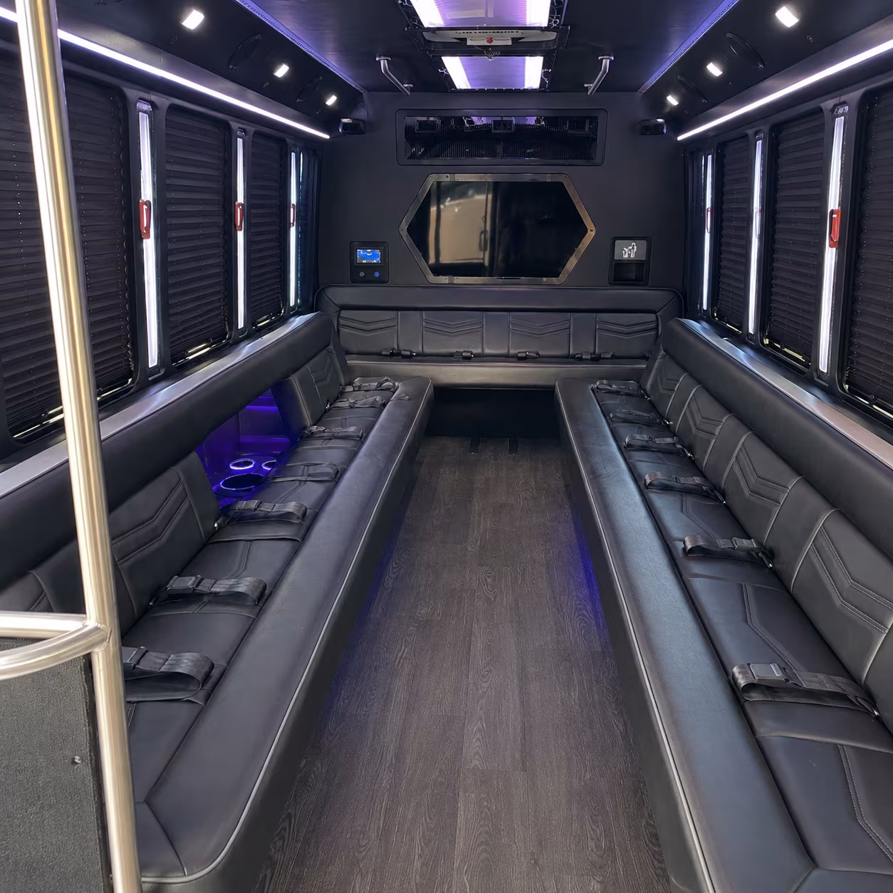 elk grove 18 passenger party bus interior