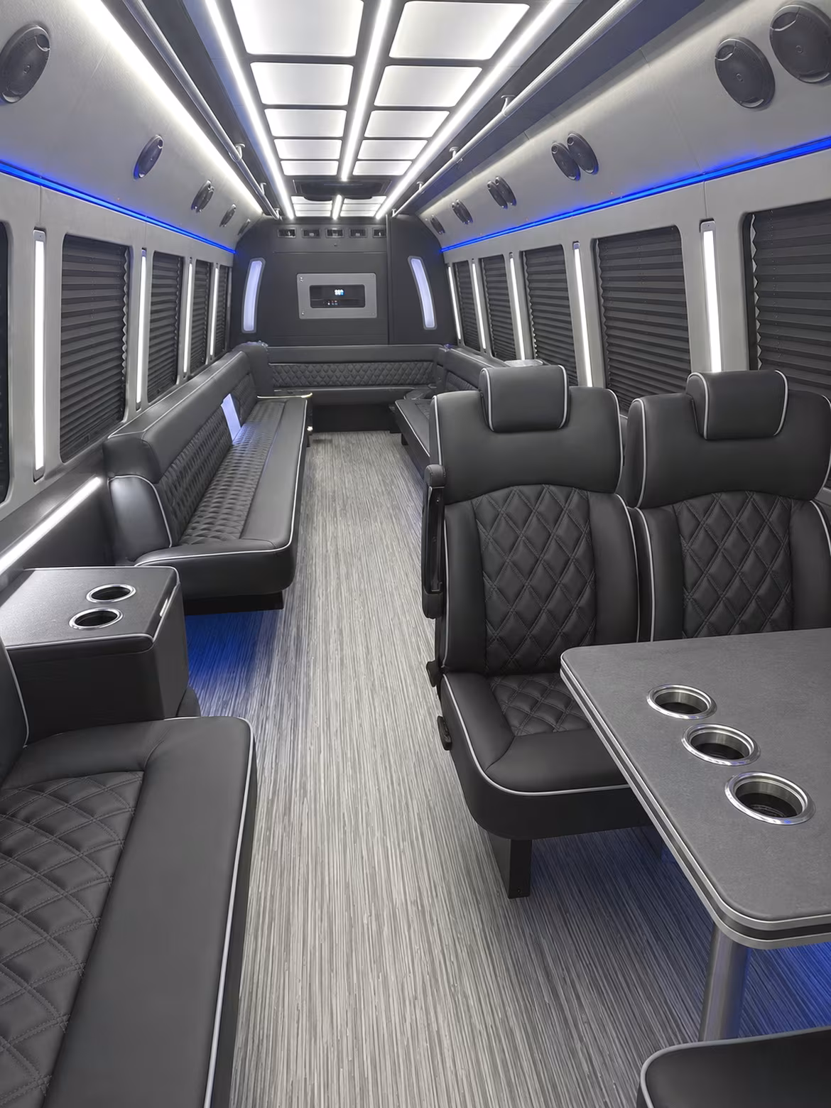 elk grove 25 passenger party bus inside