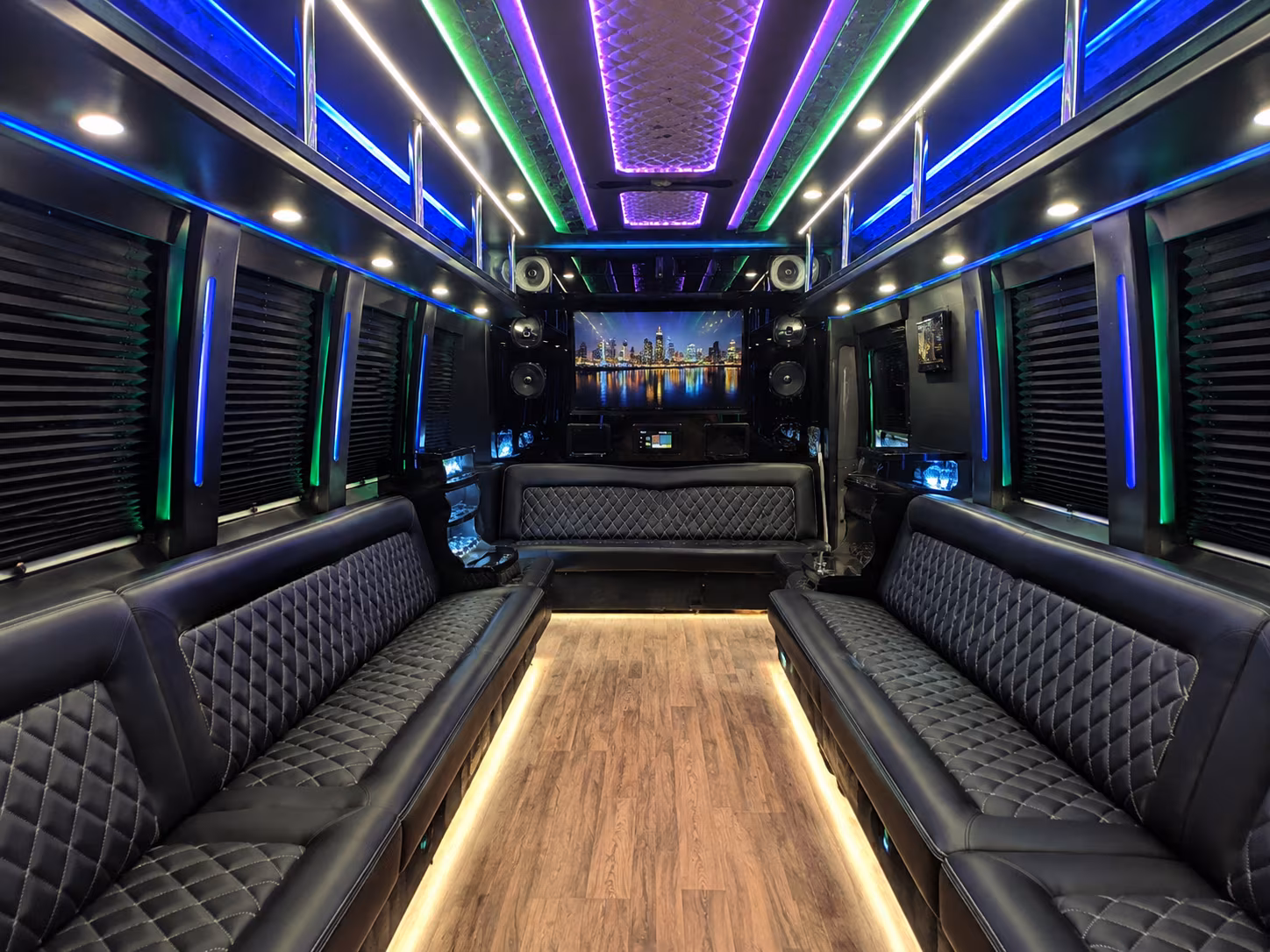 elk grove 25 passenger party bus interior