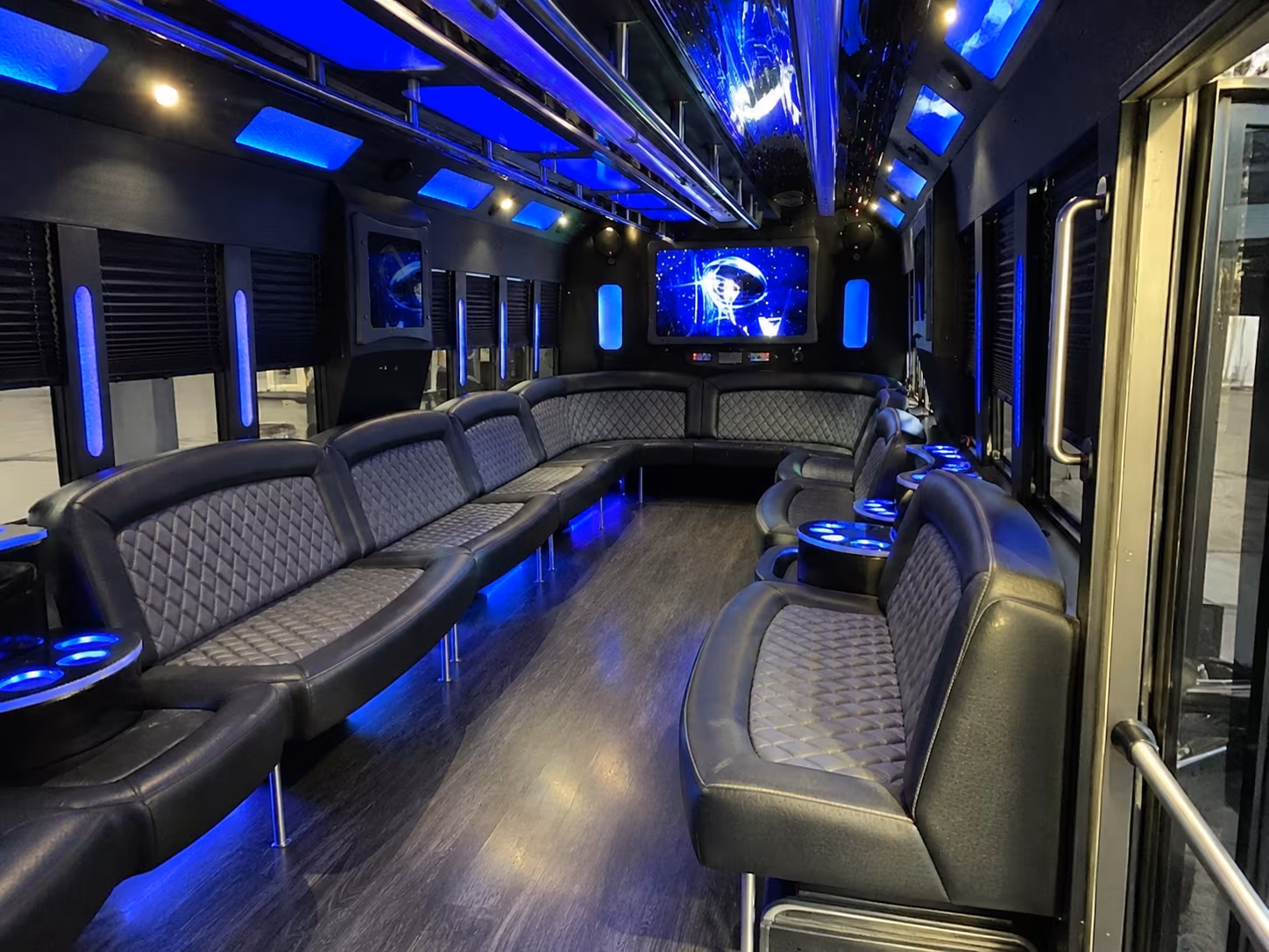 elk grove 28 passenger party bus interior