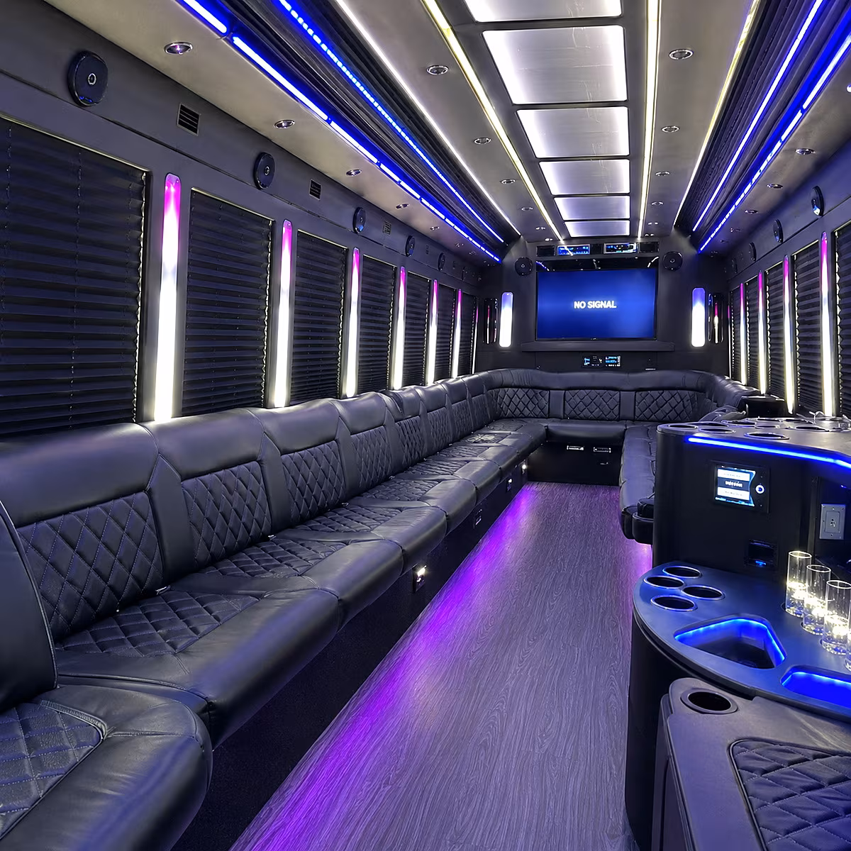 elk grove 30 passenger party bus inside