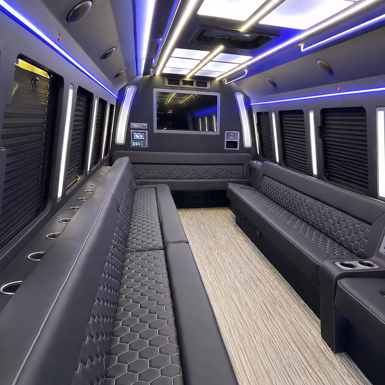 elk grove 40 passenger party bus inside