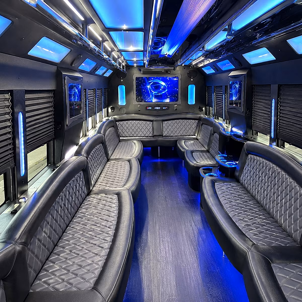 elk grove 50 passenger party bus interior